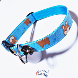 柴犬と麻の葉柄　犬用首輪　PPテープベース（全４色から受注製作可） 4枚目の画像