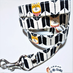 柴犬と矢絣柄の和風な犬用首輪とリードセット（全5色から受注製作可） 6枚目の画像