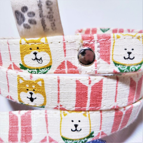 柴犬と矢絣柄の和風な犬用リード 1.7cm幅（全5色から受注製作