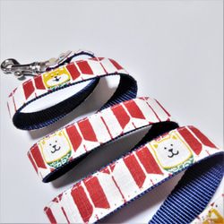 柴犬と矢絣柄の和風な犬用リード　2ｃｍ幅PPテープタイプ（全5色から受注製作可） 3枚目の画像