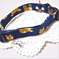 【 受注制作】柴犬柄の犬用首輪（ブルー） 2枚目の画像