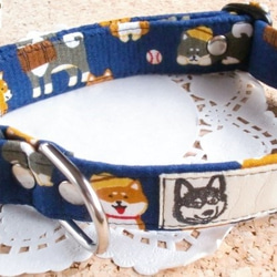 コロコロ柴犬の首輪とリードセット　青色（全６色から選択可　受注制作） 4枚目の画像