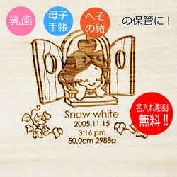 new!名入れ無料/母子手帳、へその緒も入る白雪姫の乳歯ケース　プリンセス 1枚目の画像