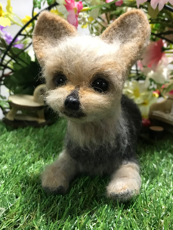 羊毛フェルト　ヨークシャテリア　オーダー　犬　ハンドメイド　ぬいぐるみ　ペットロス　うちの子　25cm 無料 一つ一つ手作りします