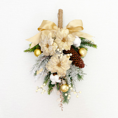 クリスマススワッグ アーティフィシャル 早割りクリスマス2023』ゴールドカラーのクリスマススワッグ アーティ