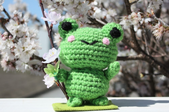 うさぎとカエルさん　編みぐるみ 編みぐるみ 春よ来い 桜カエルくん あみぐるみ niger 通販