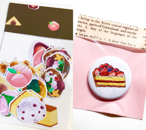 和菓子フレークシール ケーキ缶バッジ セット 5枚目の画像