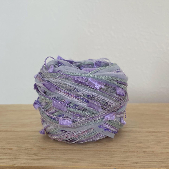 【販売済】毛糸玉リース ★パープル 販売済】毛糸玉リース ☆パープル