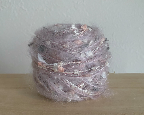 毛糸玉リース☆ピンクグレー２ 毛糸 Opal-オパール- オリジナルコットン 4ply/4本撚り KFS147