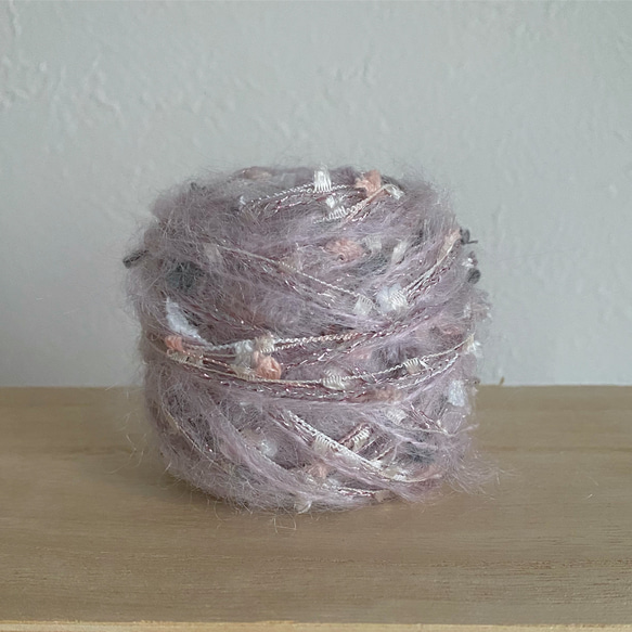 引き揃え毛糸玉*グレイッシュピンク×ピンク〜グレーボンボン 毛糸