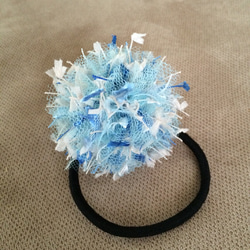 【受注製作】tulle pompon*blue white    L 2枚目の画像