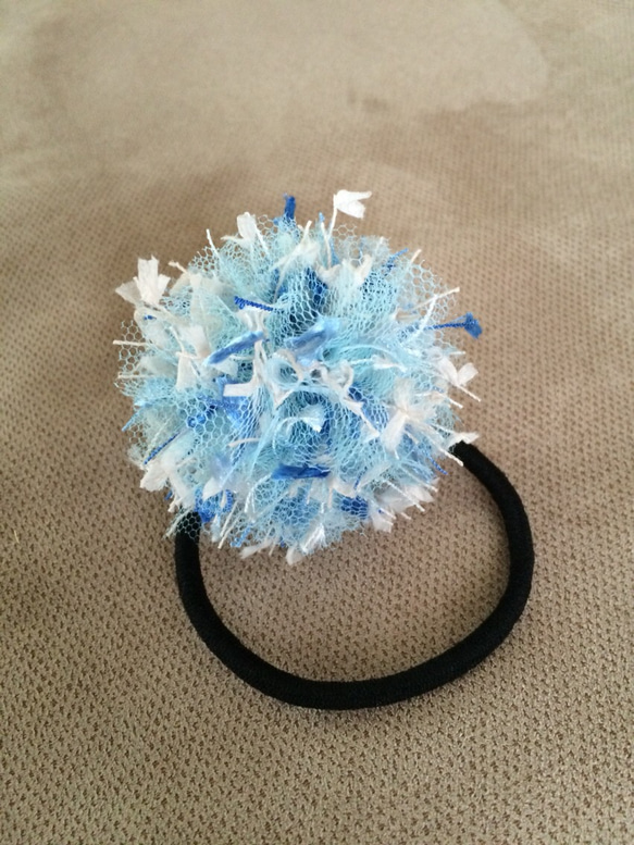 【受注製作】tulle pompon*blue white    L 2枚目の画像