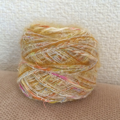 引き揃え毛糸玉*カラフルスラブ×マスタードモヘア 毛糸 Decora 通販