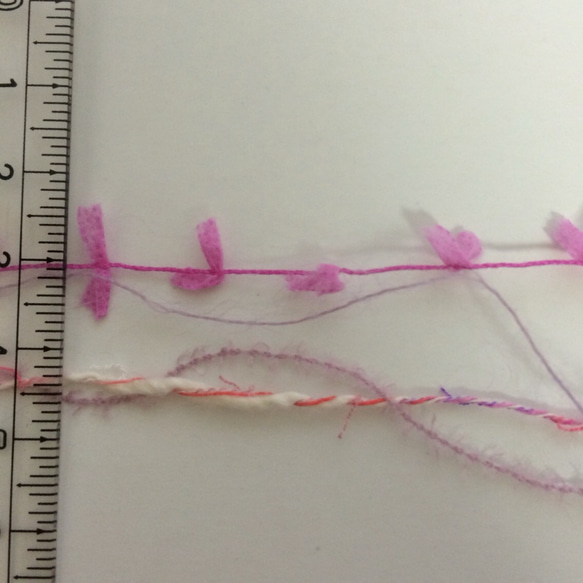 引き揃え毛糸玉*ローズフェザーとフラミンゴ、スラリット 2枚目の画像