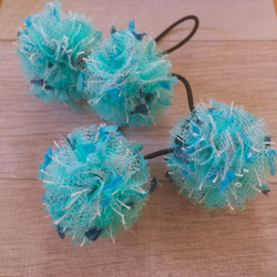 tulle pompon*sea blue × marine blue slarit*  S 2個セット 1枚目の画像