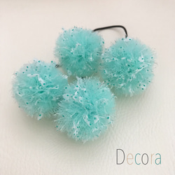 tulle pompon*mint ×  green dots slarit*  S 2個セット 1枚目の画像