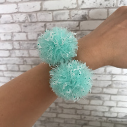 tulle pompon*mint ×  green dots slarit*  S 2個セット 2枚目の画像