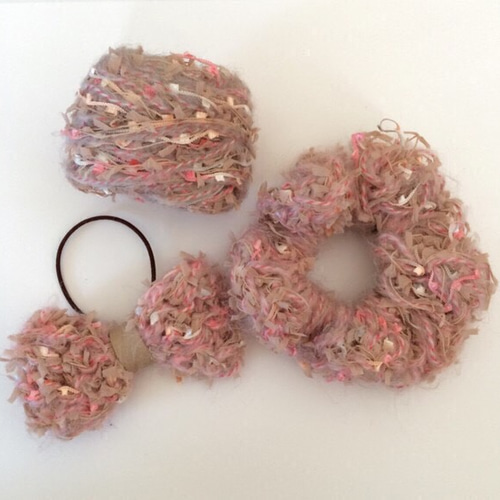 引き揃え毛糸玉* シーブルー×クリームオレンジ変わり糸 毛糸 Decora