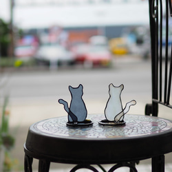 「長崎発！尾曲がり猫にゃん(ペア)」ステンドグラス 4枚目の画像