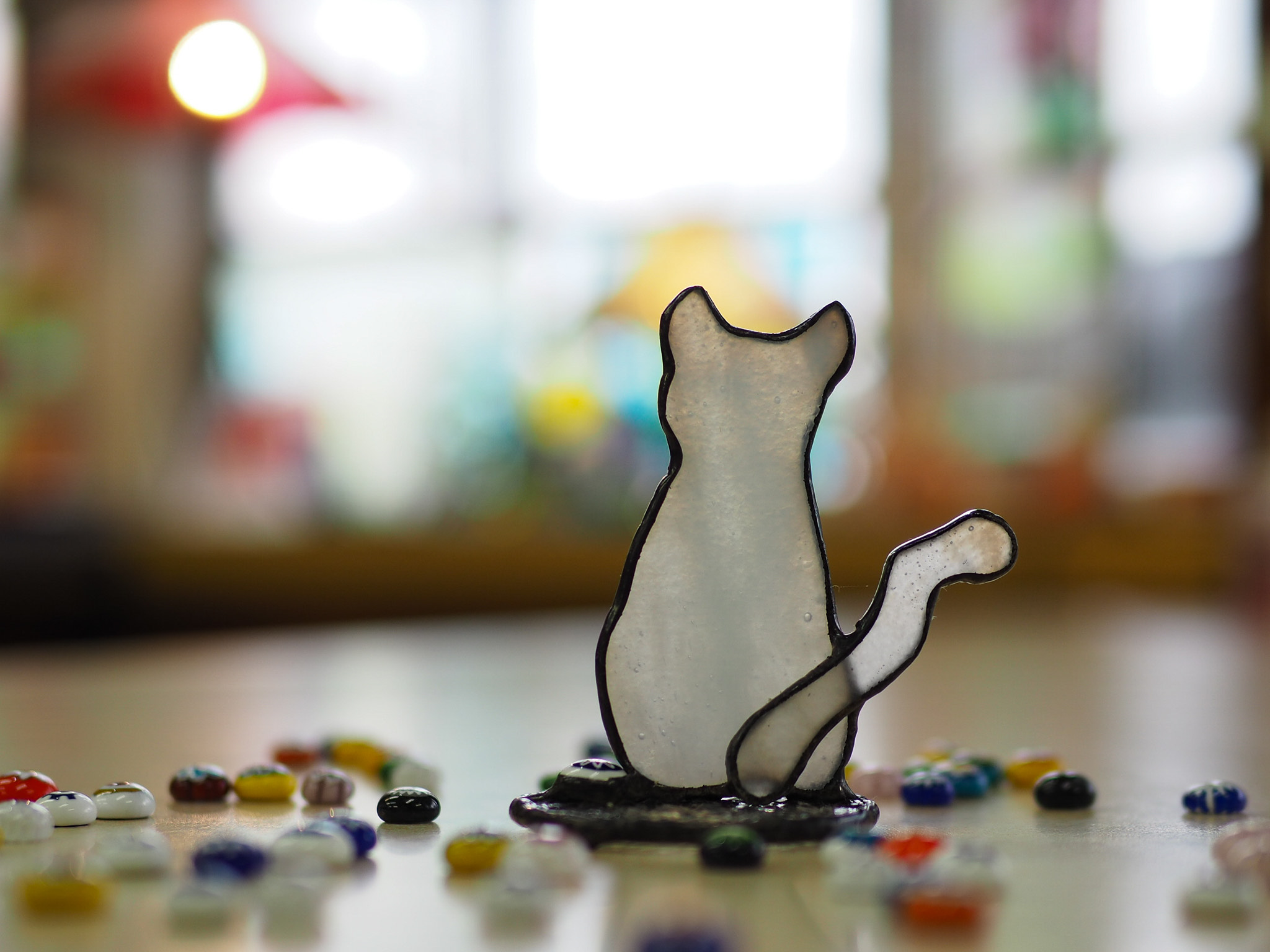 長崎発！尾曲がり猫にゃん(白猫)」ステンドグラス その他