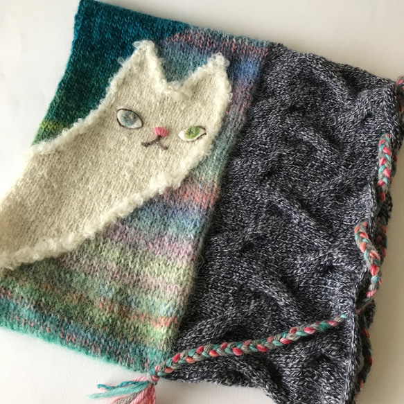 グラデーションがきれいなwoolのねこキャップウォーマー 6枚目の画像