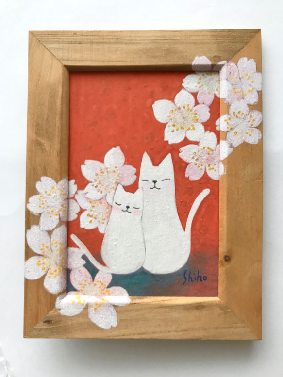桜愛な白猫 1枚目の画像