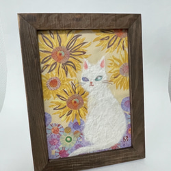 猫と向日葵 2枚目の画像