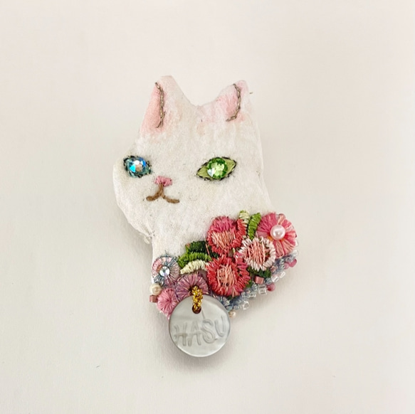 アートコラージュ猫ブローチ  ( ピンク ) 4枚目の画像