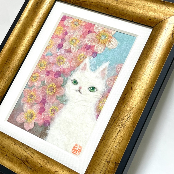 cherry blossom cat (本額縁)原画 4枚目の画像