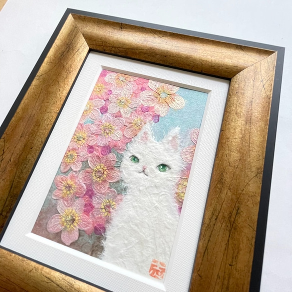cherry blossom cat (本額縁)原画 3枚目の画像