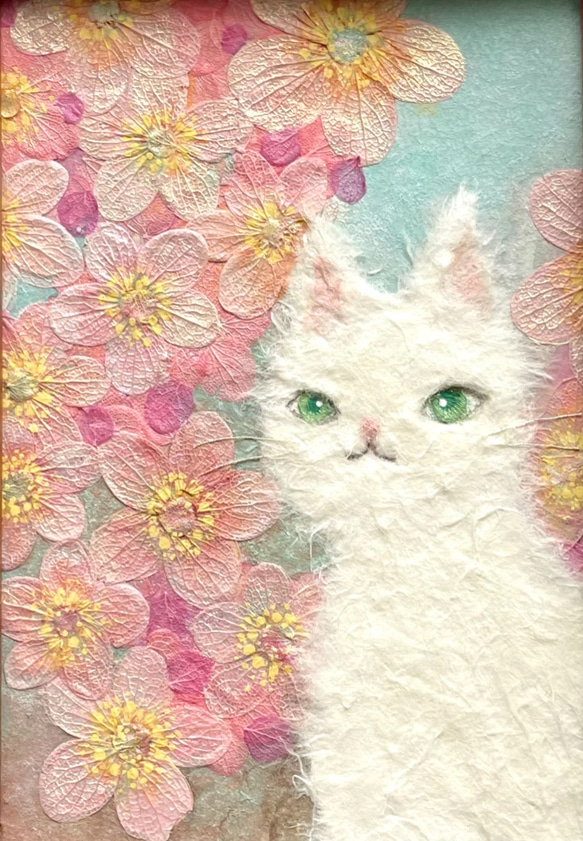 cherry blossom cat (本額縁)原画 5枚目の画像