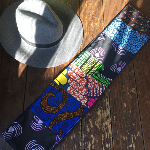 アフリカ布のあったかスヌード パッチワーク(37) 紺茶紫緑黄色