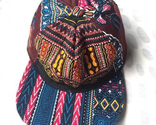 アフリカン ダシキ柄キャップ/ブラウン ユニセックス 男女兼用