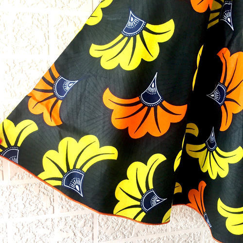 アフリカ布 スーパーAラインキャミトップチュニック ボタニカル