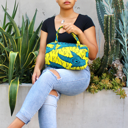 アフリカンファブリック ミニボストンバッグ ハンドメイド 手作り