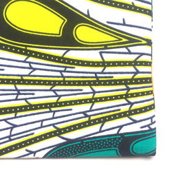アフリカン フラットポーチ大容量(L)ピーコック孔雀柄ホワイト黄オレンジ緑 バティック通帳ケースミニバッグクラッチギフト 6枚目の画像