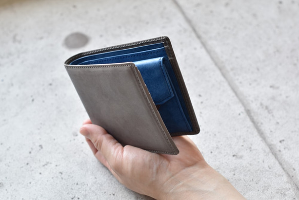 二つ折り財布　クルーズ  グレー×ブルー 6枚目の画像