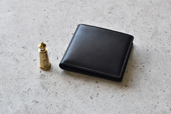 二つ折り財布 クルーズ  黒×カモフラージュブルー 4枚目の画像