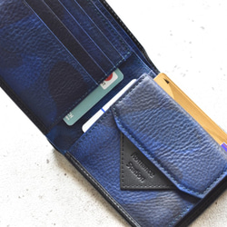 二つ折り財布 クルーズ  黒×カモフラージュブルー 5枚目の画像