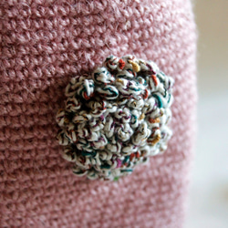 煙火花 毛線編織手提包 繡球花 粉紅色苧麻繩 手編包 第5張的照片