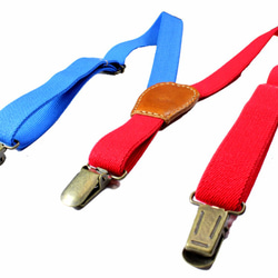 皮革兒童背帶紅藍色MIX（橡膠部分）×駱駝（皮部） 第4張的照片