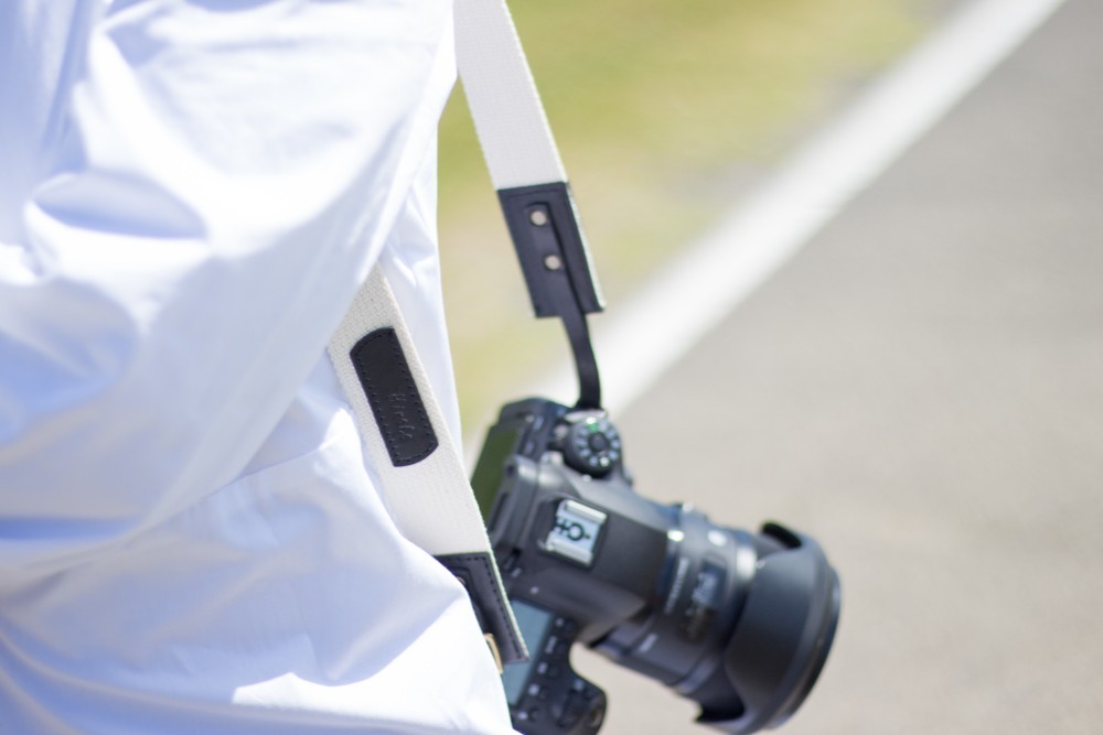 《3cm幅》生成コットンレザーのカメラストラップ　キャメル　ブラック