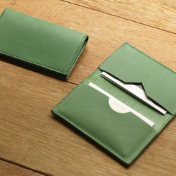 Leather Card Case - Grass Green 1枚目の画像