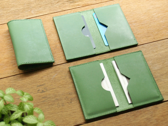 Leather Card Case - Grass Green 2枚目の画像