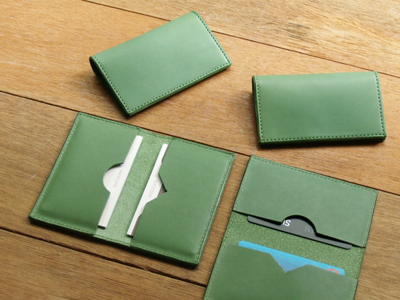 Leather Card Case - Grass Green 4枚目の画像