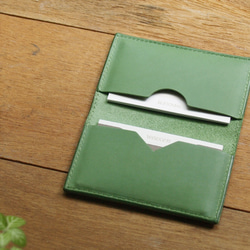Grass Green 手工真皮卡夾 / 皮夾 / 名片夾(客製化刻印/禮盒包裝) 生日禮物情人節禮物 第8張的照片