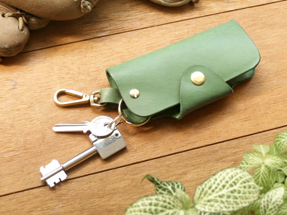 Leather Key Case - Grass Green 3枚目の画像