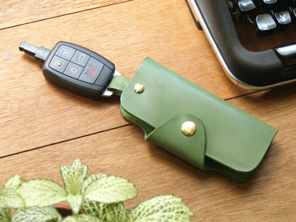 Leather Key Case - Grass Green 4枚目の画像