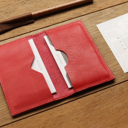 Leather Card Case - Coral Red 1枚目の画像