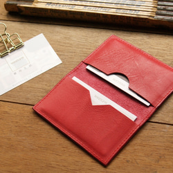 Leather Card Case - Coral Red 5枚目の画像
